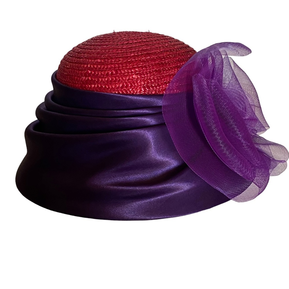 Women derby/church straw satin bow  hat - Picture 7 of 12
